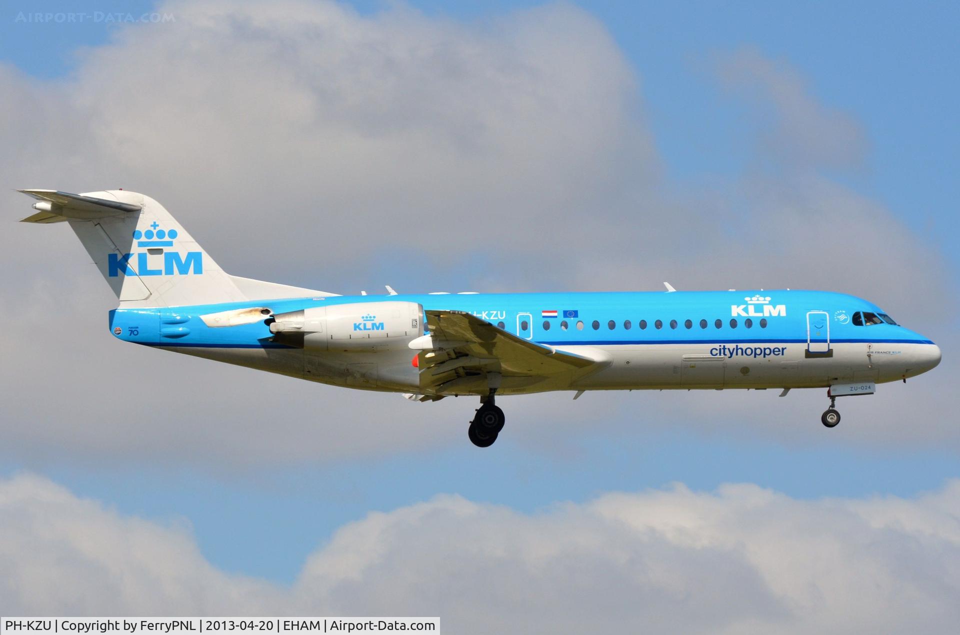 PH-KZU, 1995 Fokker 70 (F-28-0070) C/N 11543, KLM Cityhopper Fk70