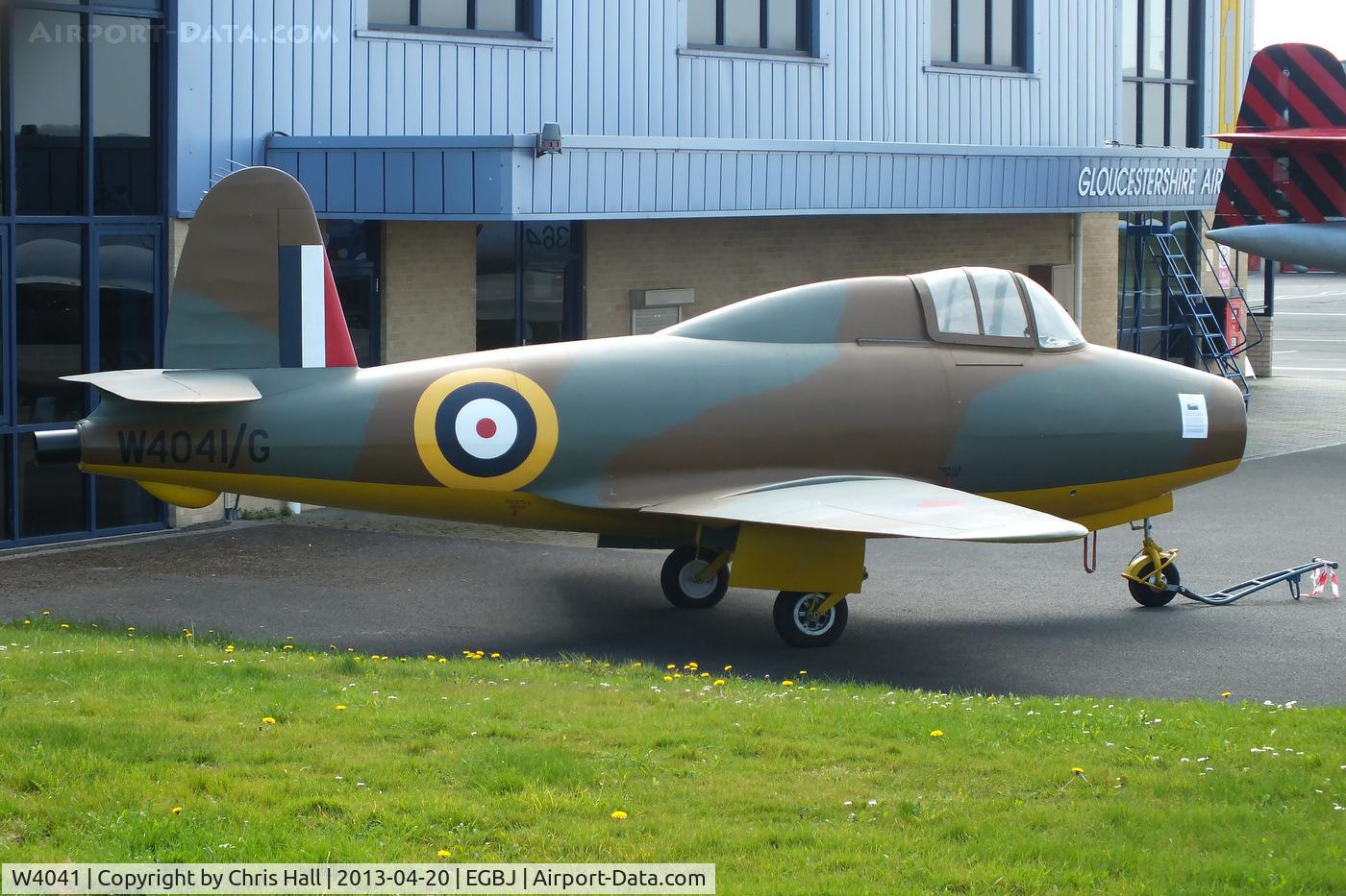 W4041, Gloster E28/39 (replica) C/N Not found W4041, Full size replica of the first prototype Gloster E.28/39 built by members of the Jet Age Museum. The original is exhibited at the Science Museum in Central London