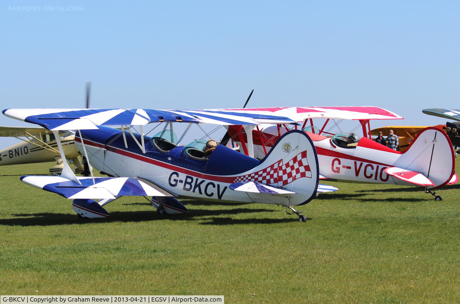 G-BKCV, 1990 EAA Acro Sport II C/N PFA 072A-10776, Just landed with G-VCIO.