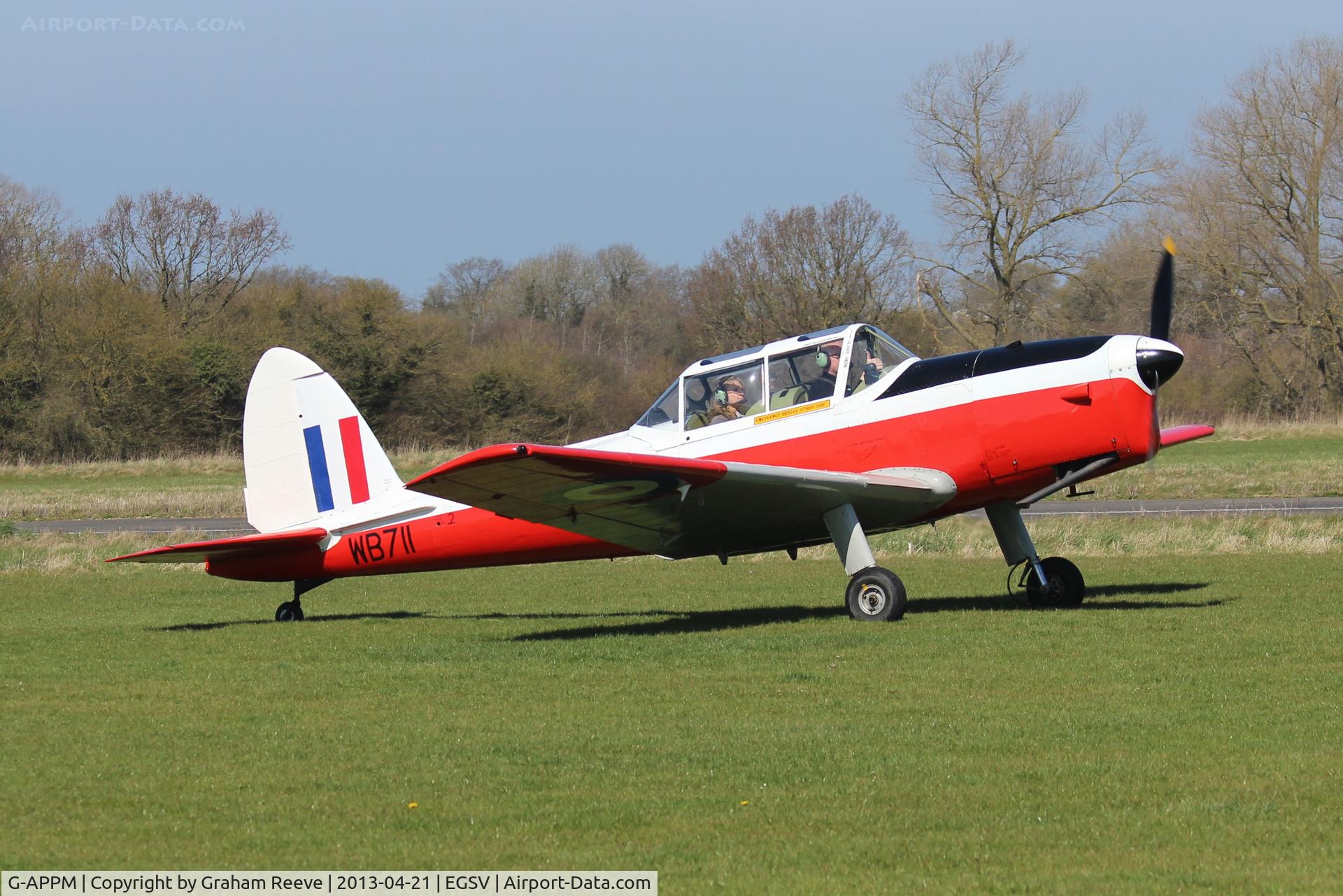 G-APPM, 1950 De Havilland DHC-1 Chipmunk 22 C/N C1/0159, Just landed at Old Buckenham.