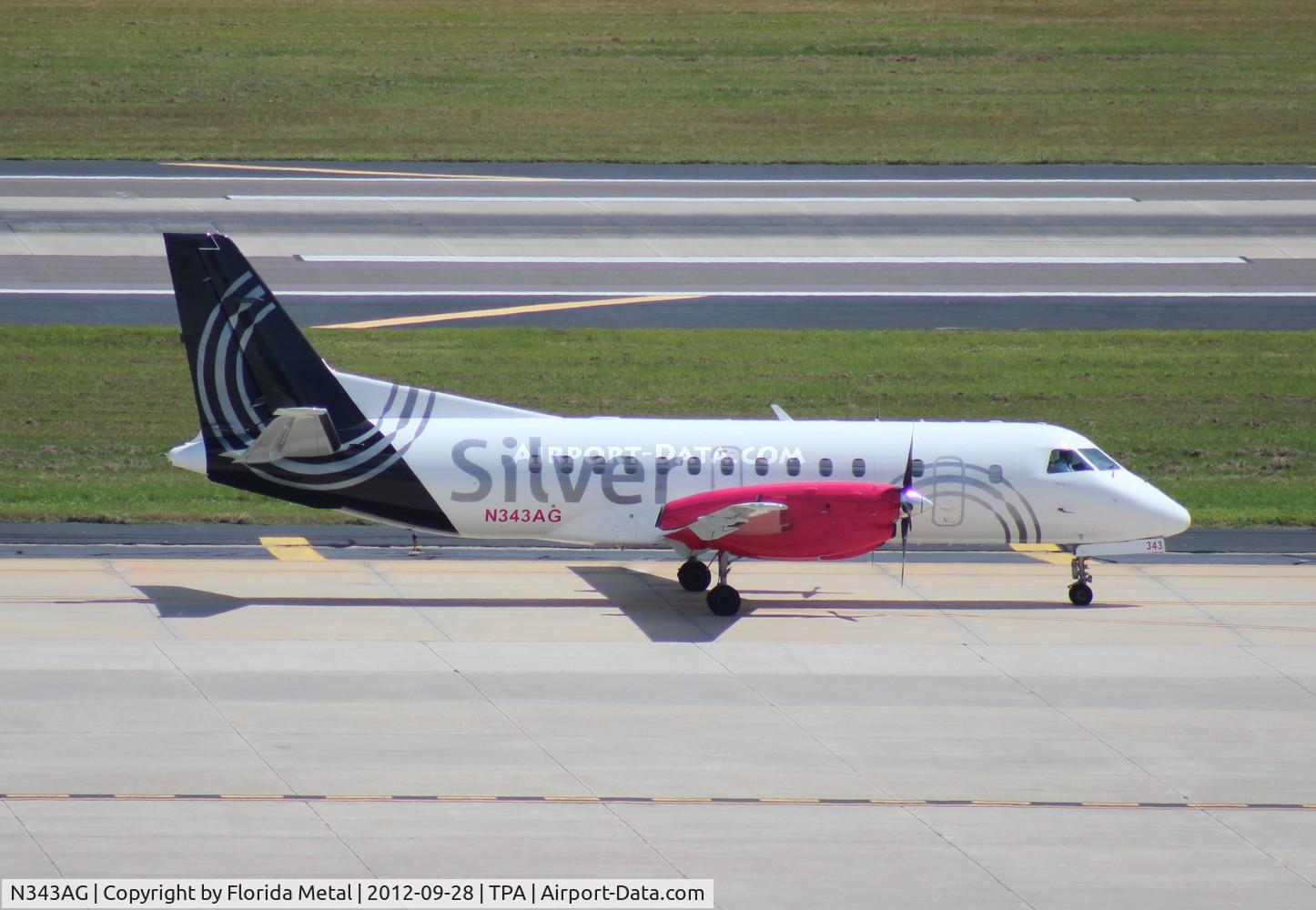 N343AG, 1998 Saab 340B C/N 340B-443, Silver Saab 340