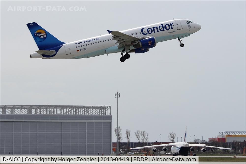 D-AICG, 1999 Airbus A320-212 C/N 0957, DE 5312 is leaving LEJ with destination TFS....