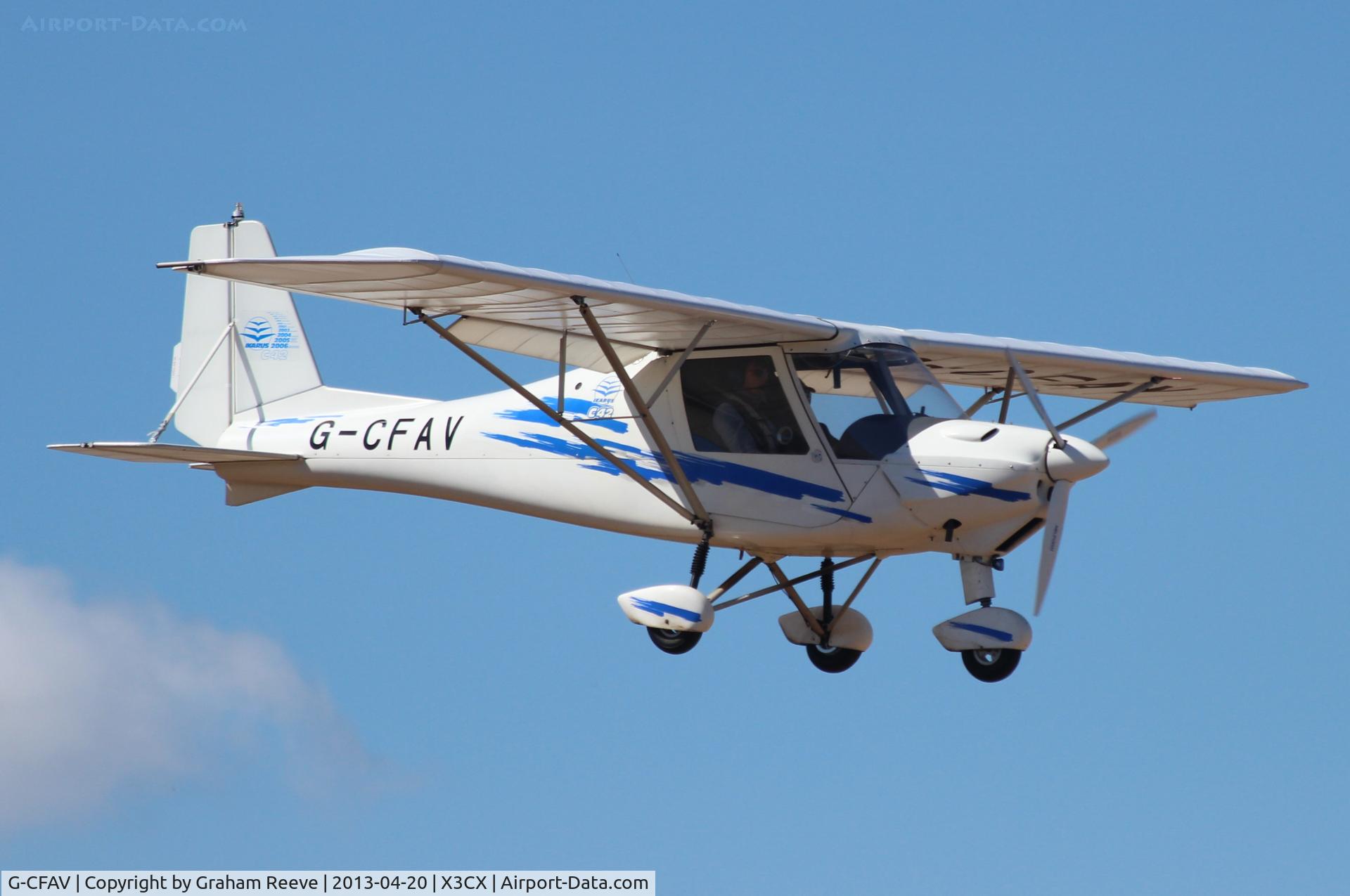 G-CFAV, 2008 Comco Ikarus C42 FB80 C/N 0802-6939, About to touch down.