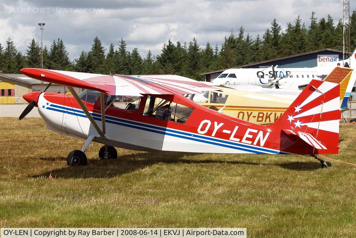 OY-LEN, 1977 Bellanca 7GCAA C/N 346-77, Bellanca 7GCAA Sky-Trac [346-77] Stauning~OY 14/06/2008. Destroyed in a hangar fire at Hoganas~OY 2012-05-09.