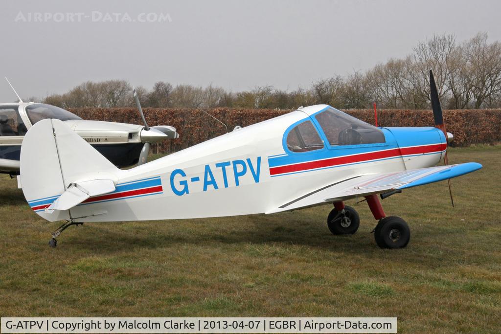 G-ATPV, 1959 Gardan Minicab (JB01 Standard) C/N JB-01, Gardan GY-20 Minicab (JB01 Standard) at The Real Aeroplane Club's Spring Fly-In, Breighton Airfield, April 2013.