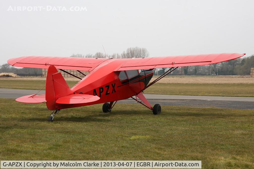 G-APZX, 1957 Piper PA-22-150 Caribbean C/N 22-5181, Piper PA-22-150 Carribean at The Real Aeroplane Club's Spring Fly-In, Breighton Airfield, April 2013.