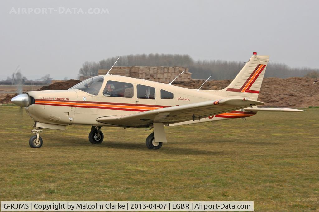 G-RJMS, 1978 Piper PA-28R-201 Cherokee Arrow III C/N 28R-7837059, Piper PA-28R-201 Arrow III at The Real Aeroplane Club's Spring Fly-In, Breighton Airfield, April 2013.