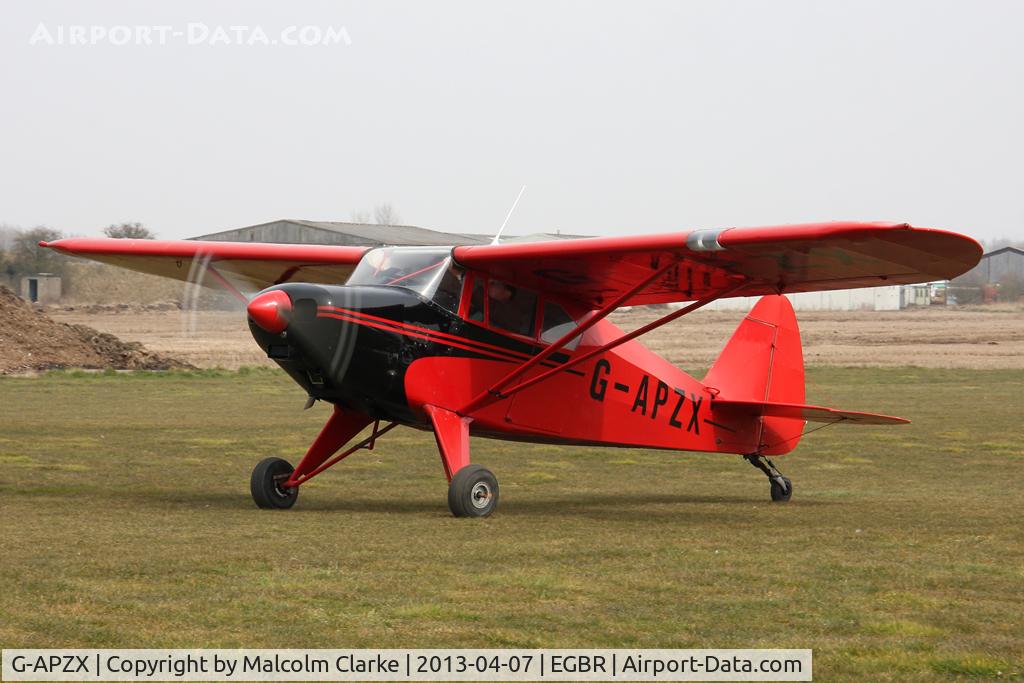G-APZX, 1957 Piper PA-22-150 Caribbean C/N 22-5181, Piper PA-22-150 Carribean at The Real Aeroplane Club's Spring Fly-In, Breighton Airfield, April 2013.