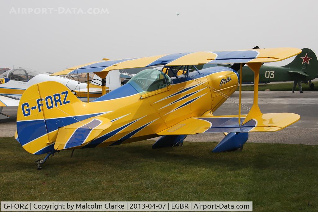 G-FORZ, 1999 Pitts S-1S Special C/N PFA 009-13393, Pitts S-1S at The Real Aeroplane Club's Spring Fly-In, Breighton Airfield, April 2013.