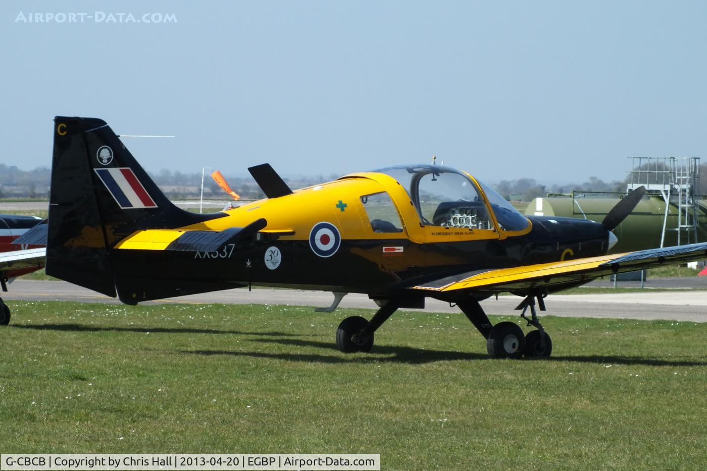 G-CBCB, 1973 Scottish Aviation Bulldog T.1 C/N BH.120/223, wearing its former Yorkshire UAS markings