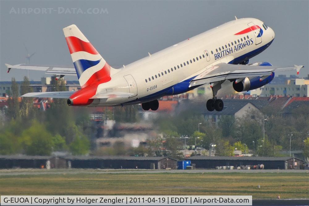 G-EUOA, 2001 Airbus A319-131 C/N 1513, Leaving TXL on rwy 08R...