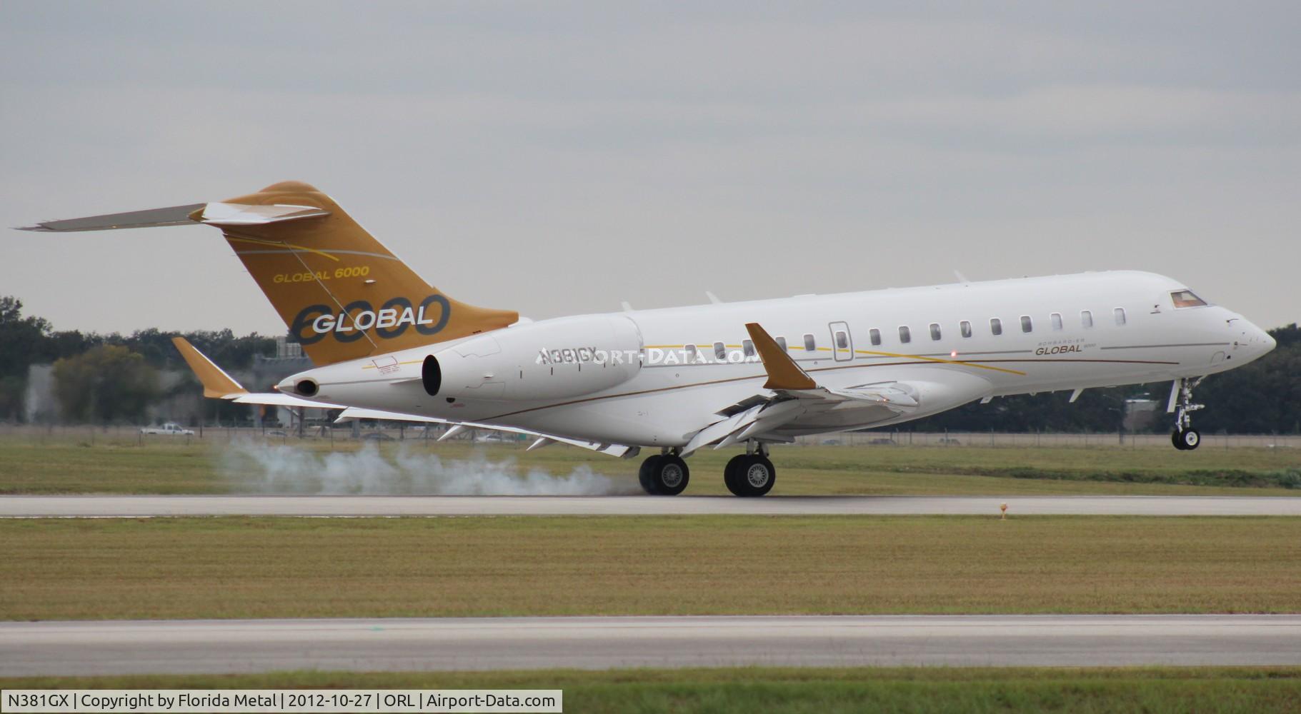 N381GX, 2012 Bombardier Global 6000 (BD-700-1A10) C/N 9381, Global 6000 arriving at NBAA