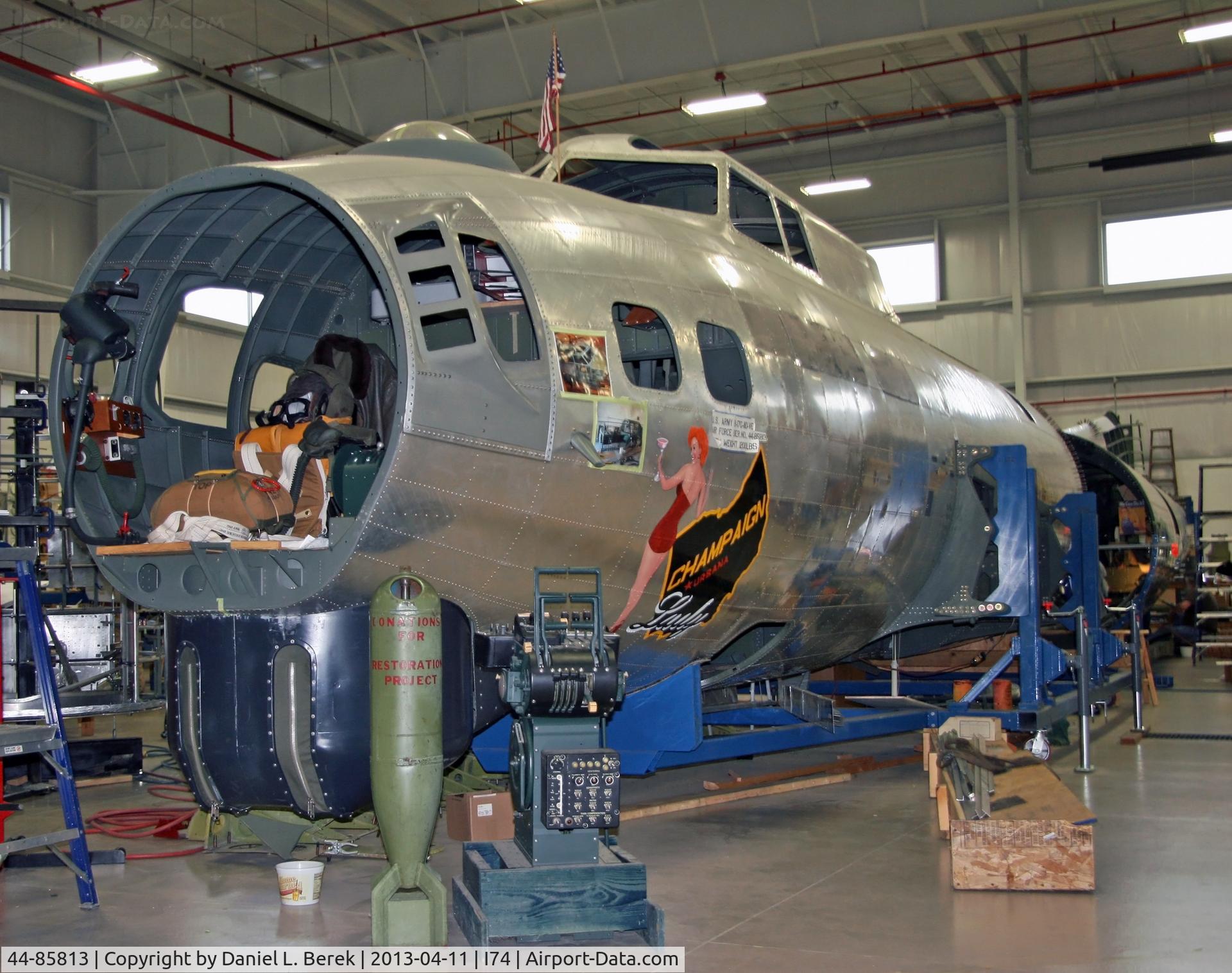 44-85813, 1944 Boeing B-17G Flying Fortress C/N 8722, This aircraft is currently undergoing reconstruction; civil registration N6694C cancelled.  Major parts of 44-83722 are being used; civil registration N3154S adopted.