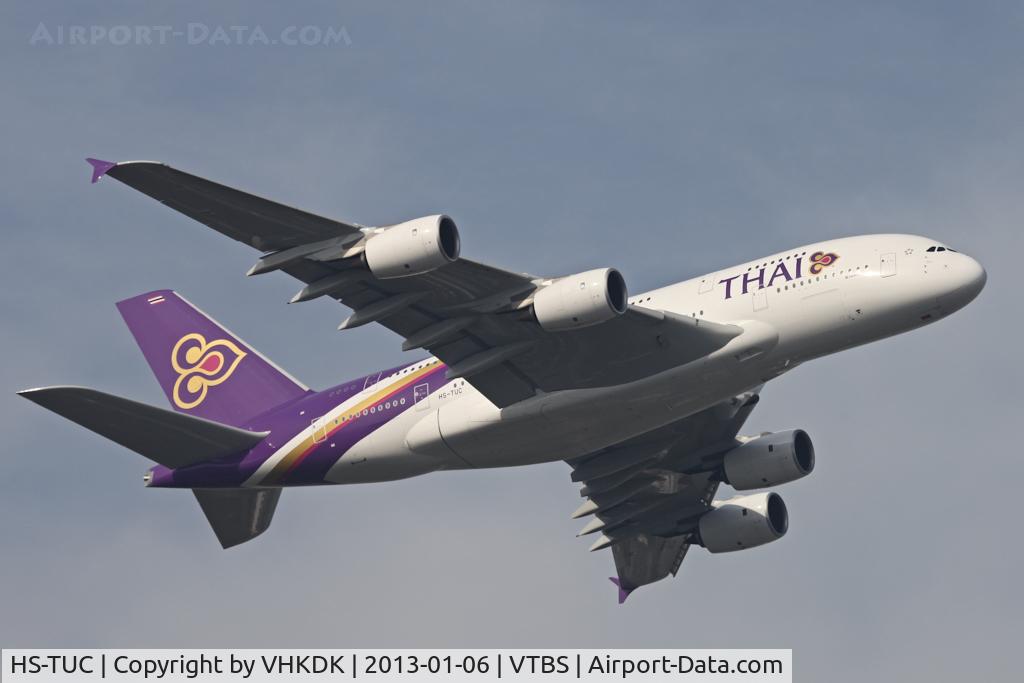 HS-TUC, 2012 Airbus A380-841 C/N 100, Taking off from 01L