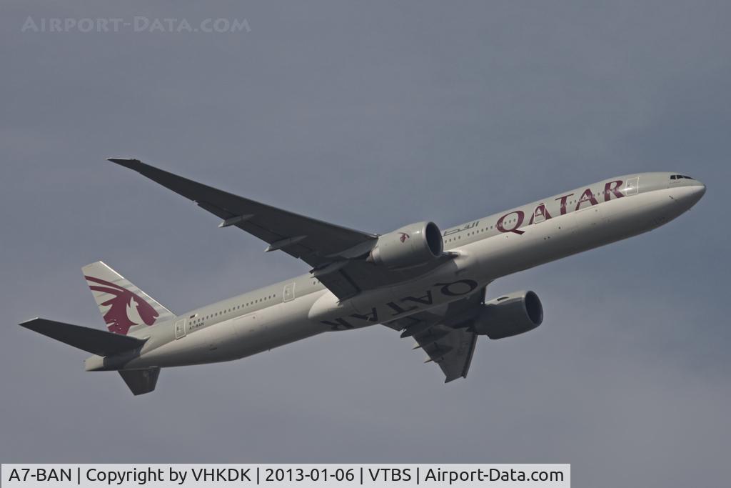 A7-BAN, 2011 Boeing 777-3DZ/ER C/N 38246, Departing on 01L