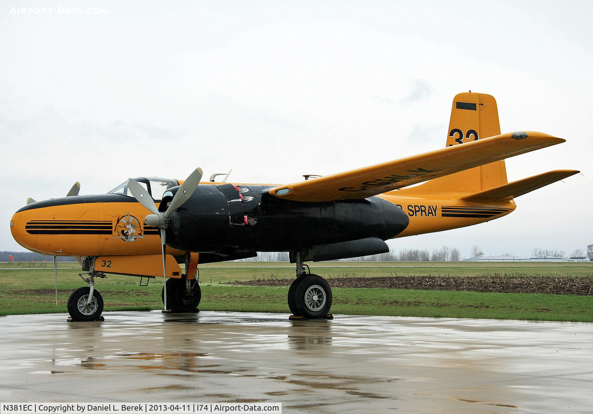 N381EC, 1944 Douglas A-26C Invader C/N 29227, This aircraft was recently acquired by the excellent Champaign Aviation Museum for restoration.  She still wears her Canadian Air Spray identity under C-GHLX.
