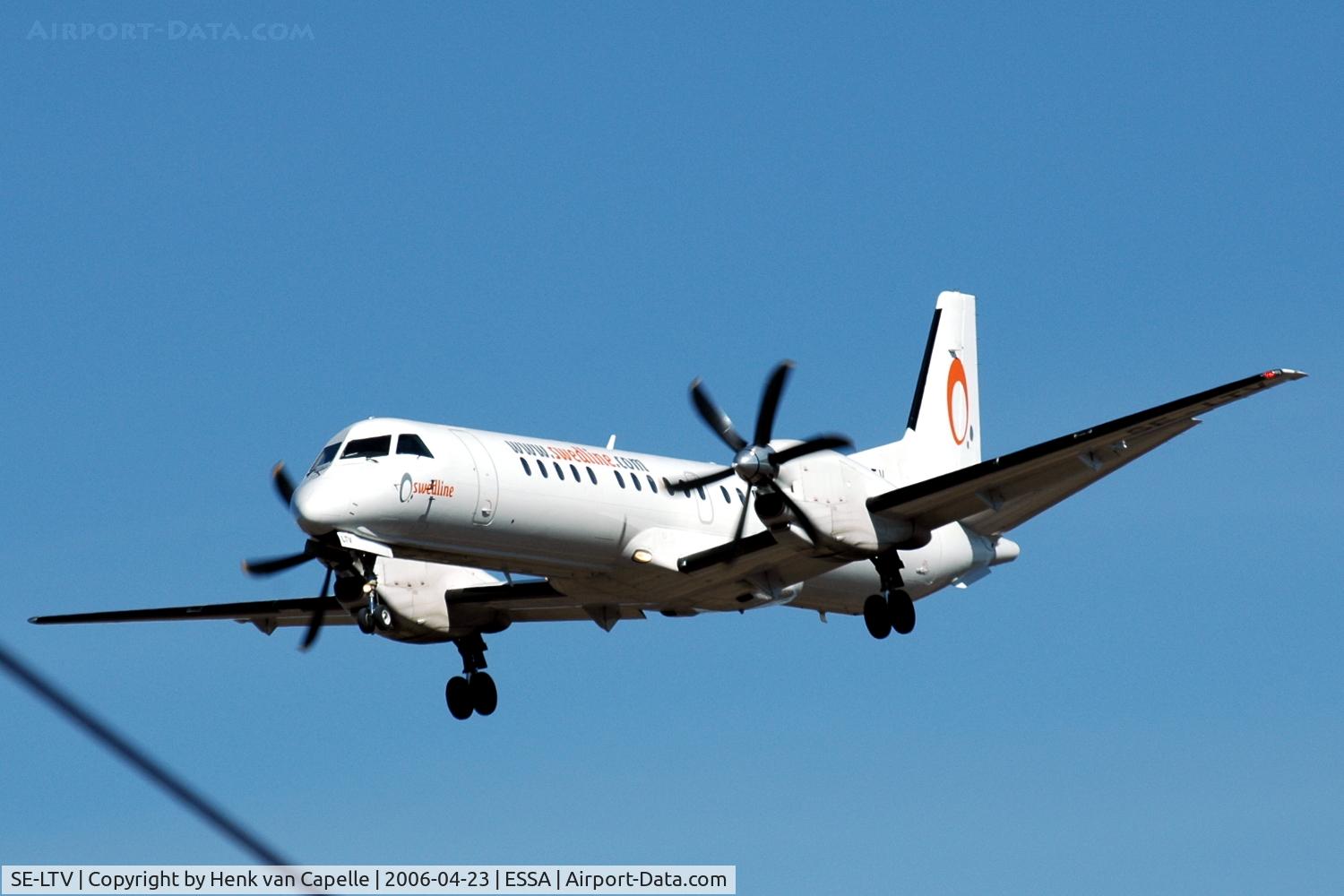 SE-LTV, 1999 Saab 2000 C/N 2000-063, Swedline Saab 2000 approaching Stockholm Arlanda airport, Sweden.