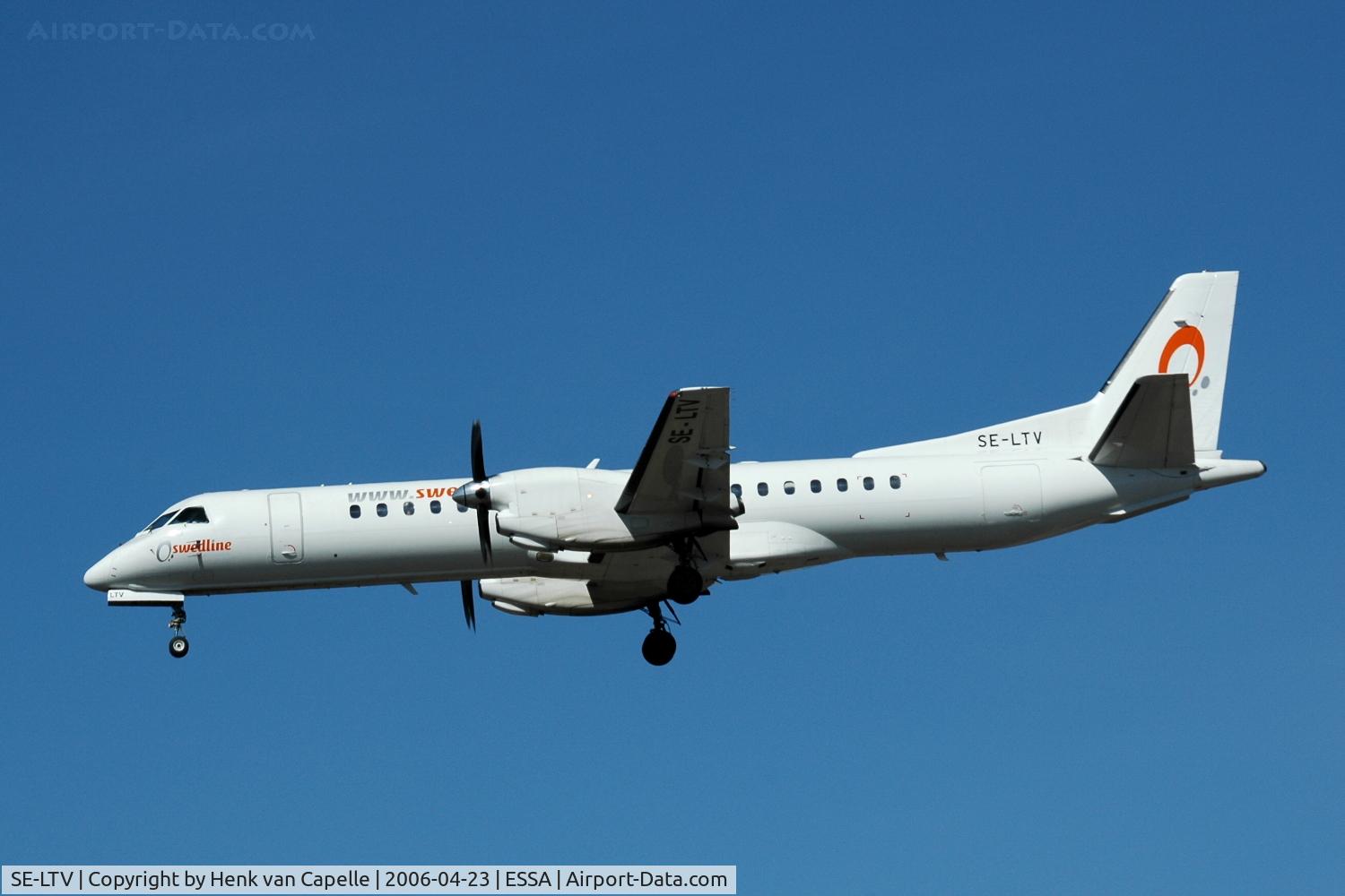 SE-LTV, 1999 Saab 2000 C/N 2000-063, Swedline Saab 2000 approaching Stockholm Arlanda airport, Sweden.