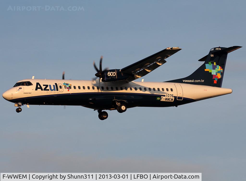 F-WWEM, 2013 ATR 72-600 (72-212A) C/N 1076, C/n 1076 - To be PR-AQG
