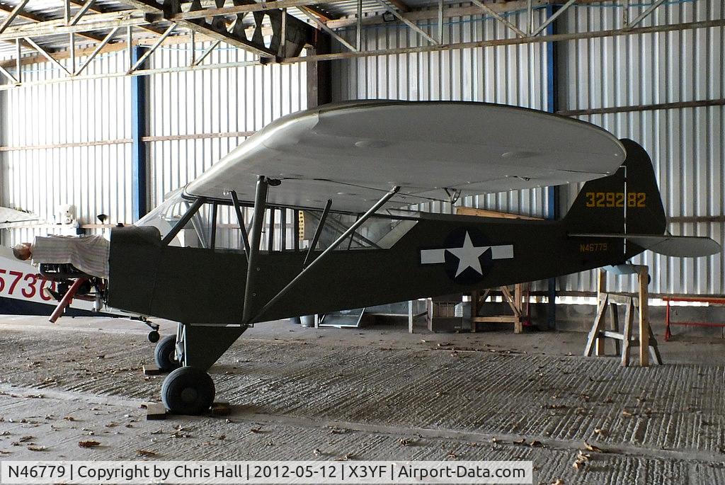 N46779, Piper J3C-65 Cub Cub C/N 10573, at Yeatsall Farm, Abbots Bromley