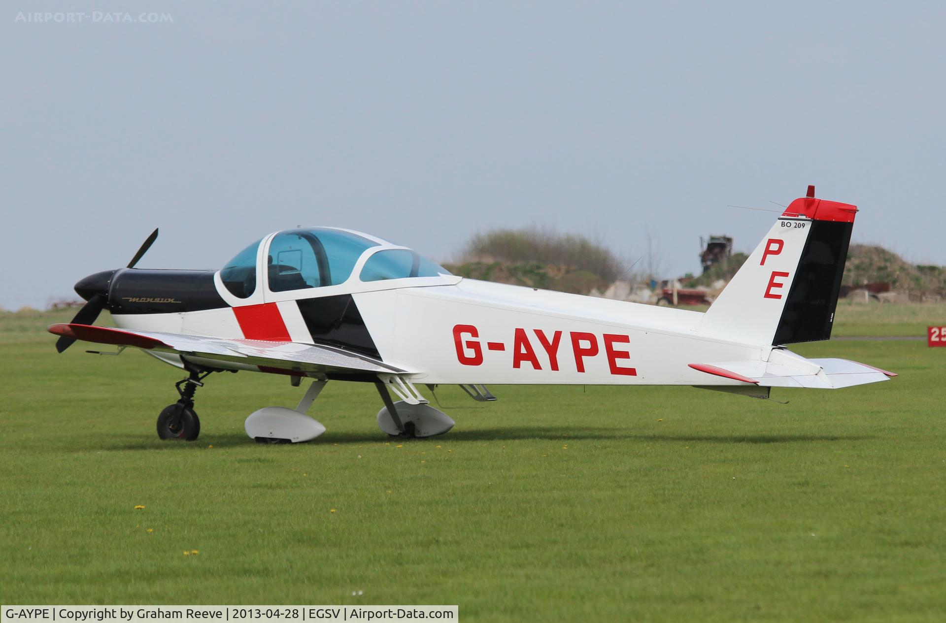 G-AYPE, 1971 Bolkow Bo-209 Monsun 150FF C/N 123, Parked at Old Buckenham.