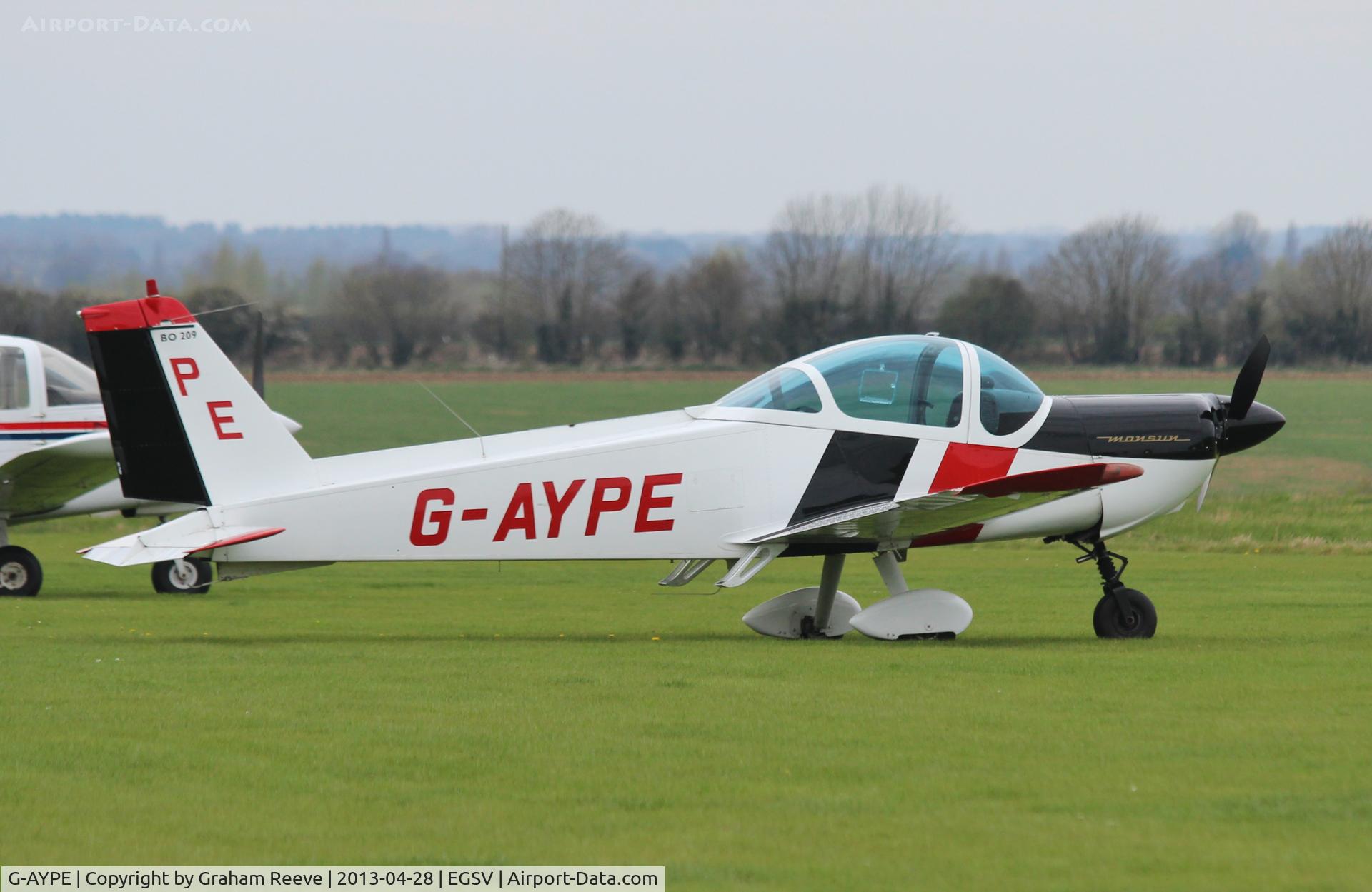 G-AYPE, 1971 Bolkow Bo-209 Monsun 150FF C/N 123, Parked at Old Buckenham.