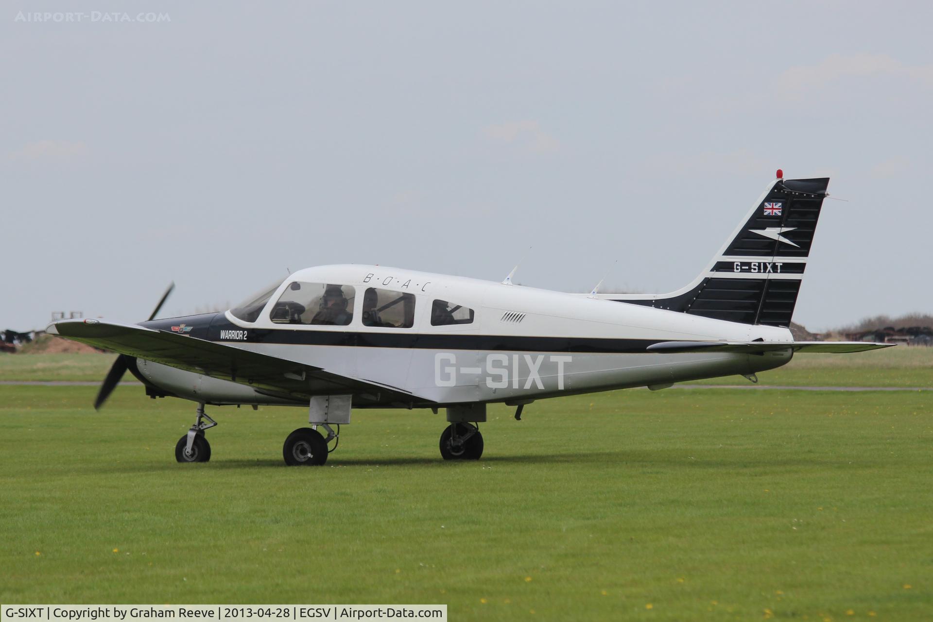 G-SIXT, 1988 Piper PA-28-161 Cherokee Warrior II C/N 2816056, Parked at Old Buckenham.