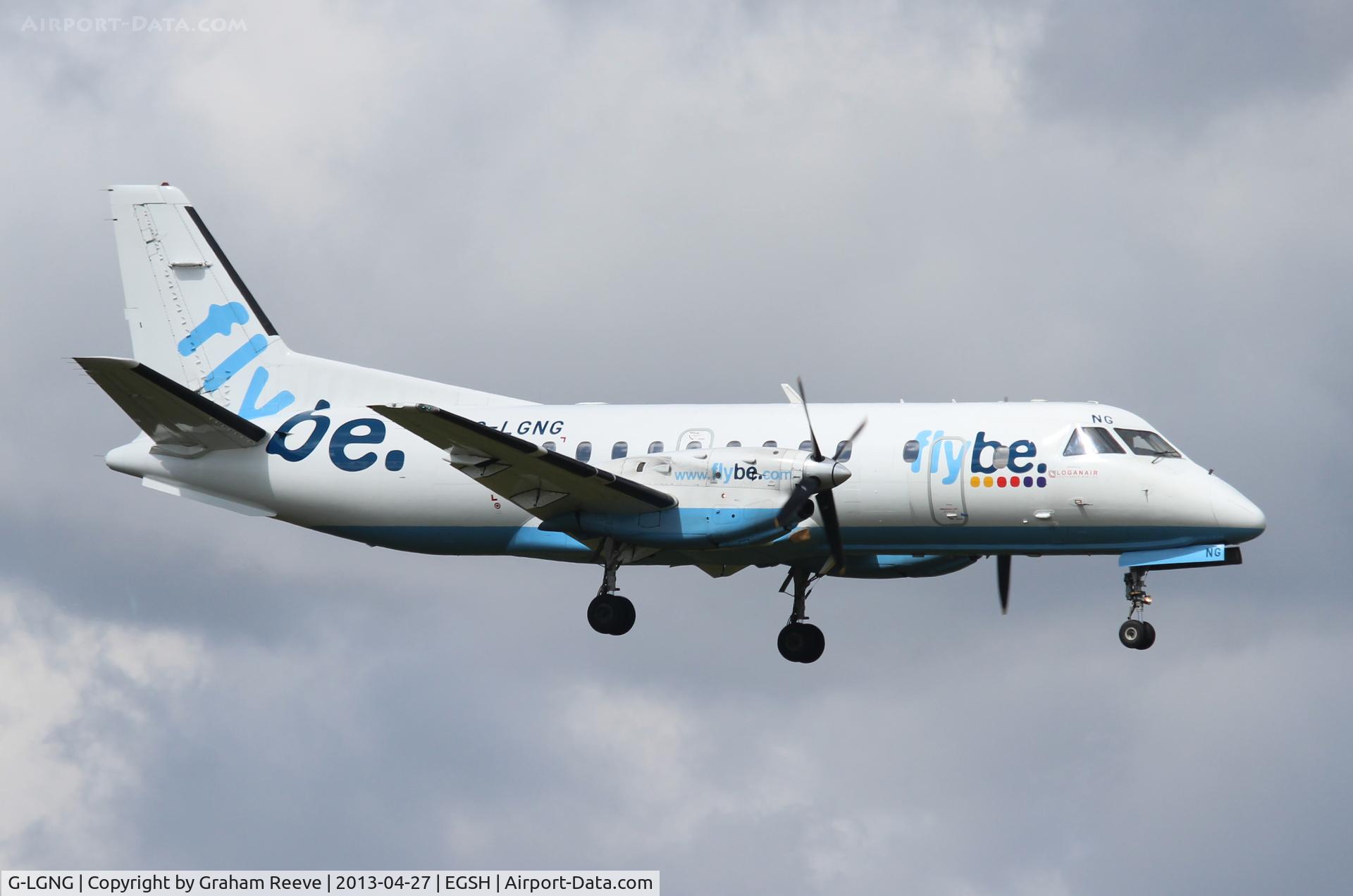 G-LGNG, 1992 Saab SF340B C/N 340B-327, About to touch down.