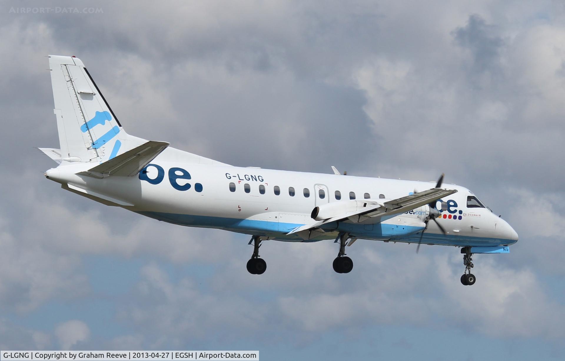 G-LGNG, 1992 Saab SF340B C/N 340B-327, About to touch down.