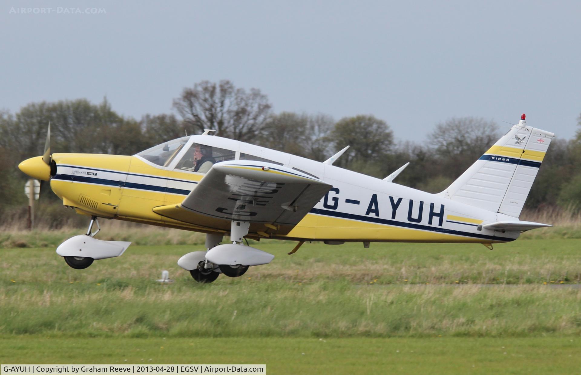 G-AYUH, 1970 Piper PA-28-180 Cherokee C/N 28-7105042, Just airbourne.