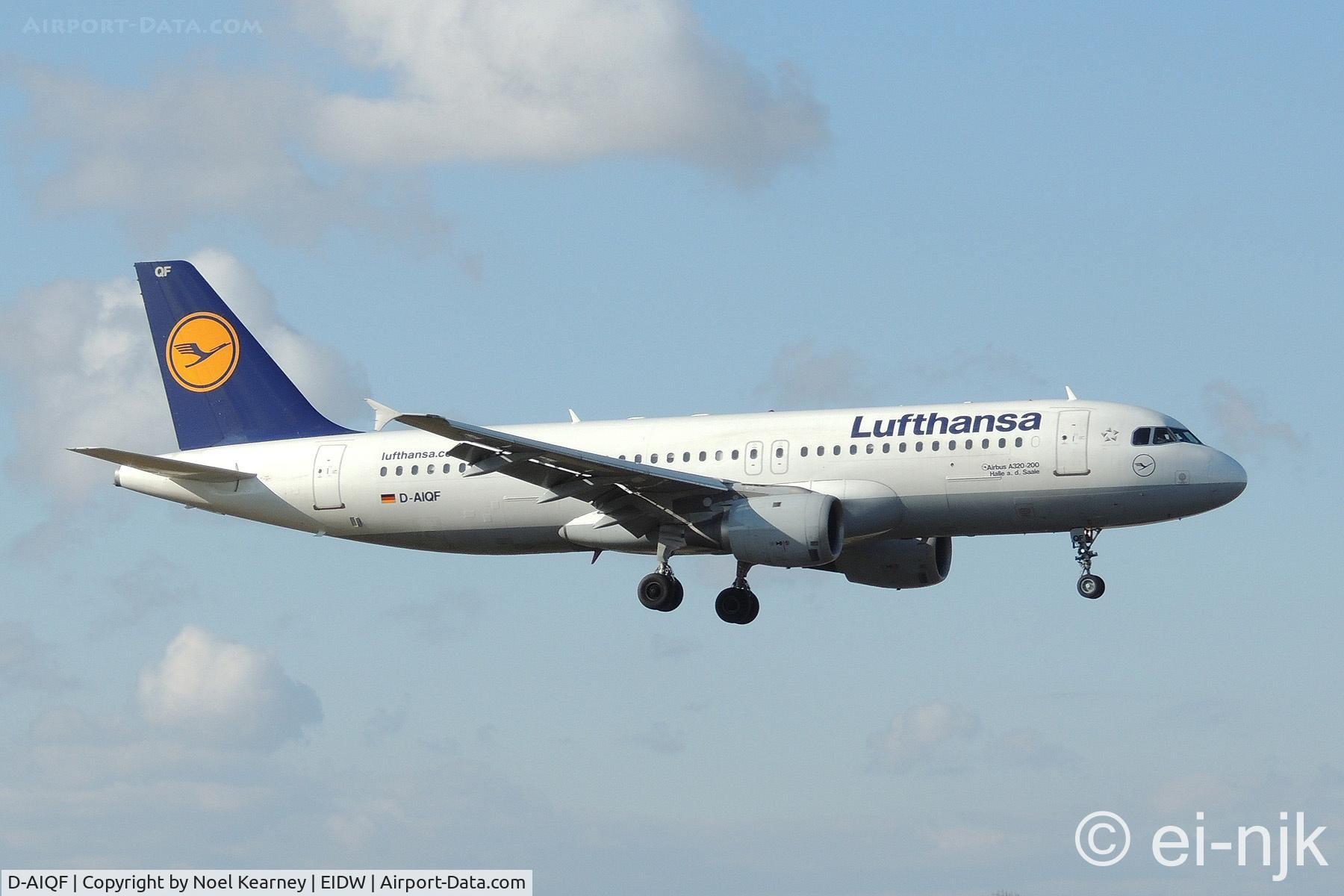 D-AIQF, 1991 Airbus A320-211 C/N 216, DLH 6CX about to land Rwy 10 at Dublin.