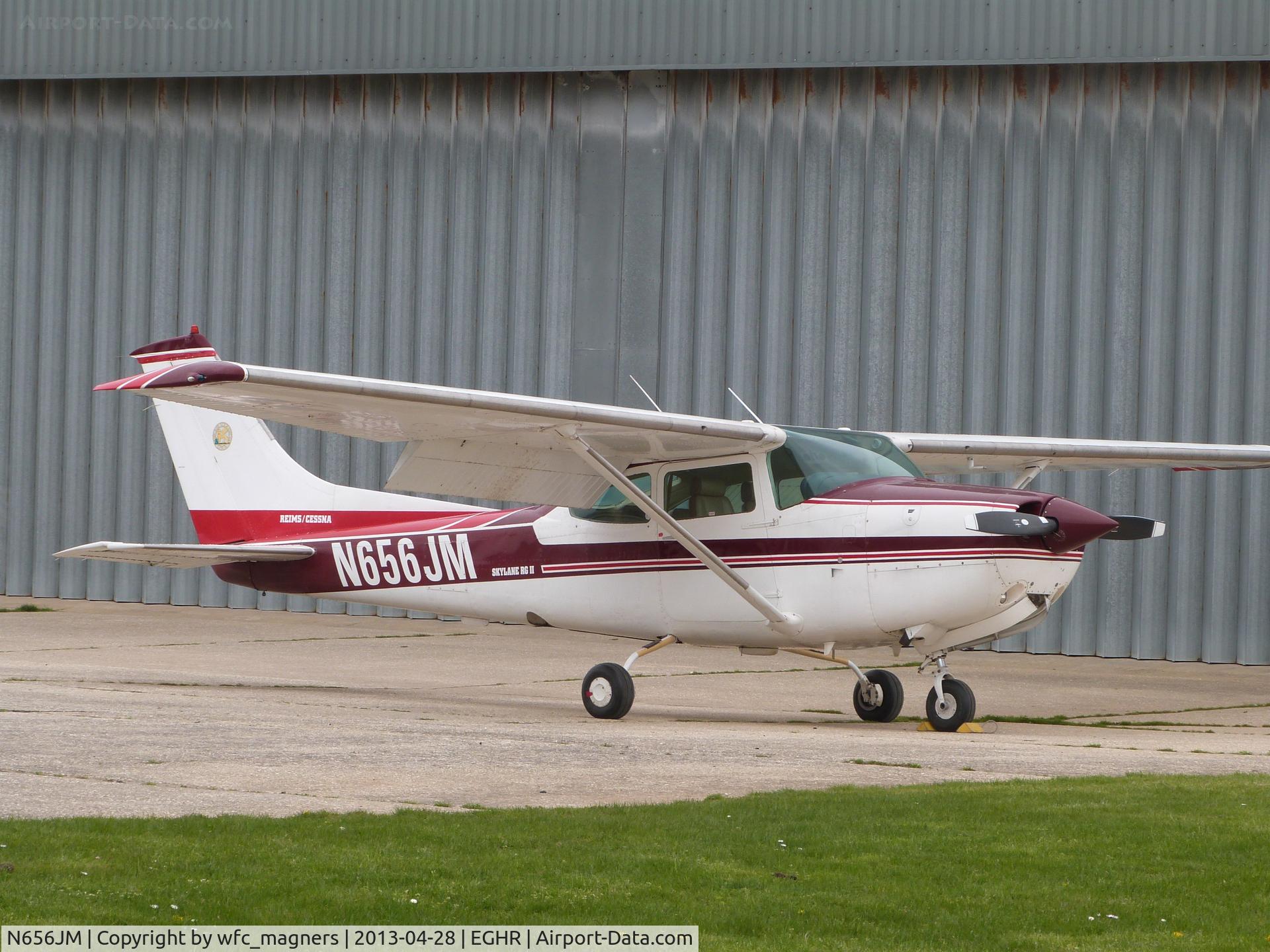N656JM, 1980 Reims FR182 C/N FR182-00049, Parked at its Goodwood base, West Sussex.