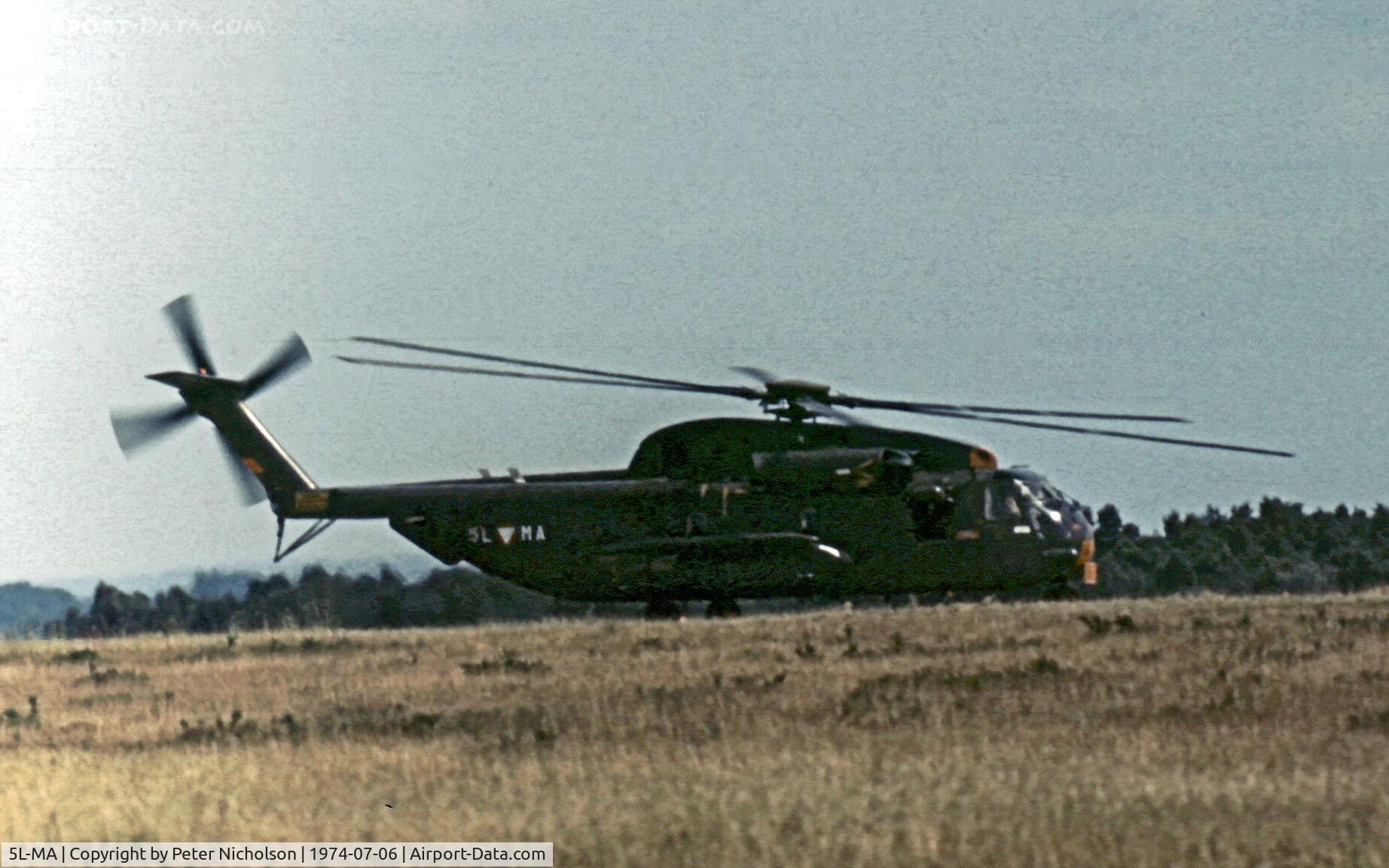 5L-MA, 1971 Sikorsky S-65C-2 C/N 65-223, S-65OE of 1 Helicopter Wing of the Austrian Air Force in action at the 1974 Intnl Air Tattoo at RAF Greenham Common.