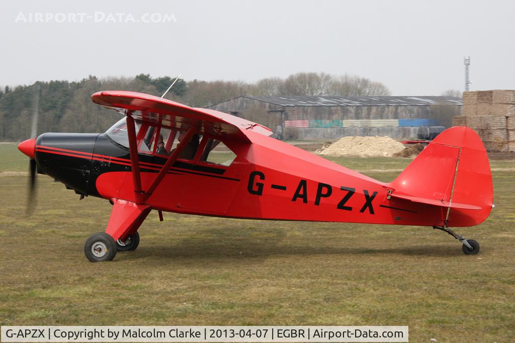 G-APZX, 1957 Piper PA-22-150 Caribbean C/N 22-5181, Piper PA-22-150 Carribean at The Real Aeroplane Club's Spring Fly-In, Breighton Airfield, April 2013.