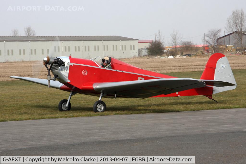 G-AEXT, 1937 Dart Kitten II C/N 123, Dart Kitten II at The Real Aeroplane Club's Spring Fly-In, Breighton Airfield, April 2013.