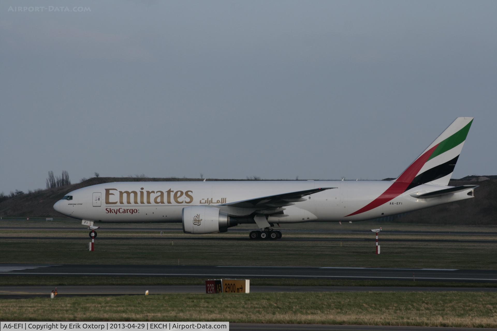 A6-EFI, 2012 Boeing 777-F1H C/N 35609, Just landed on rw 22L