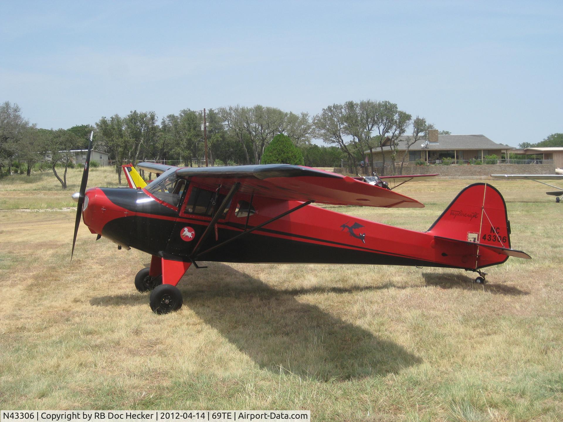 N43306, 1946 Taylorcraft BC12-D C/N 6965, 1946 Taylorcraft NC43306 with Continental A65 and McCauley 1B90CM7443.  Nicknamed 
