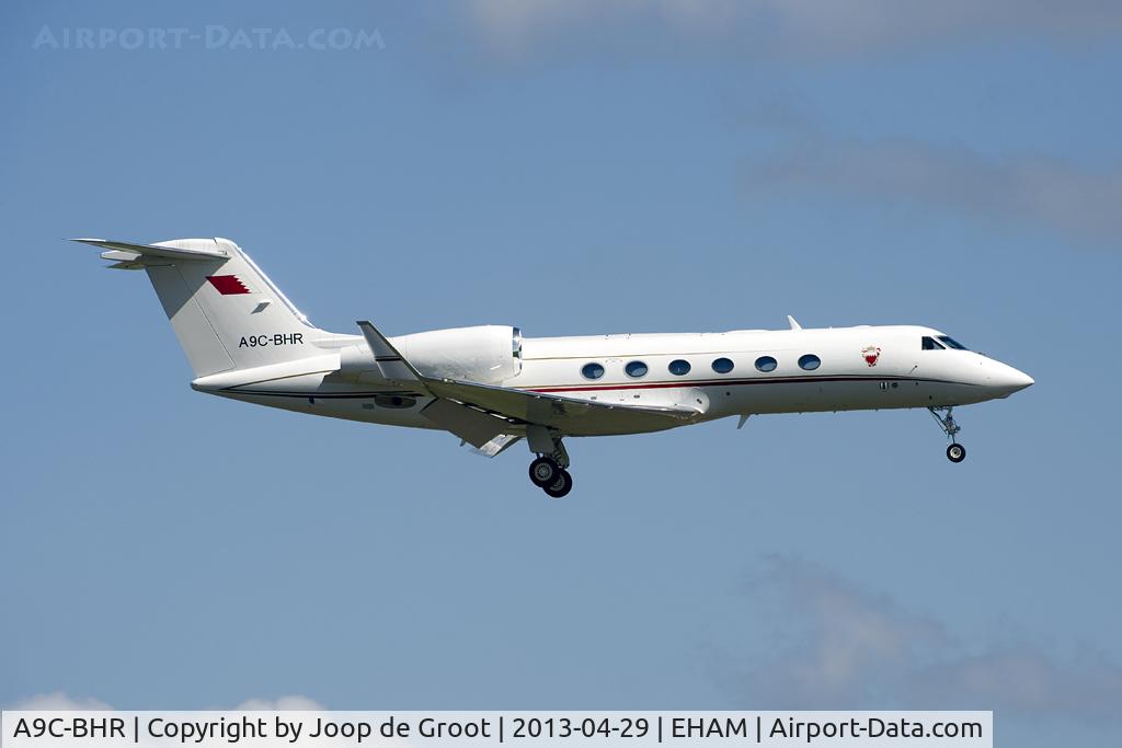 A9C-BHR, 2008 Gulfstream 450 (IVSP) C/N 4156, Royal visitor to the abdication of Queen Beatrix of the Netherlands.