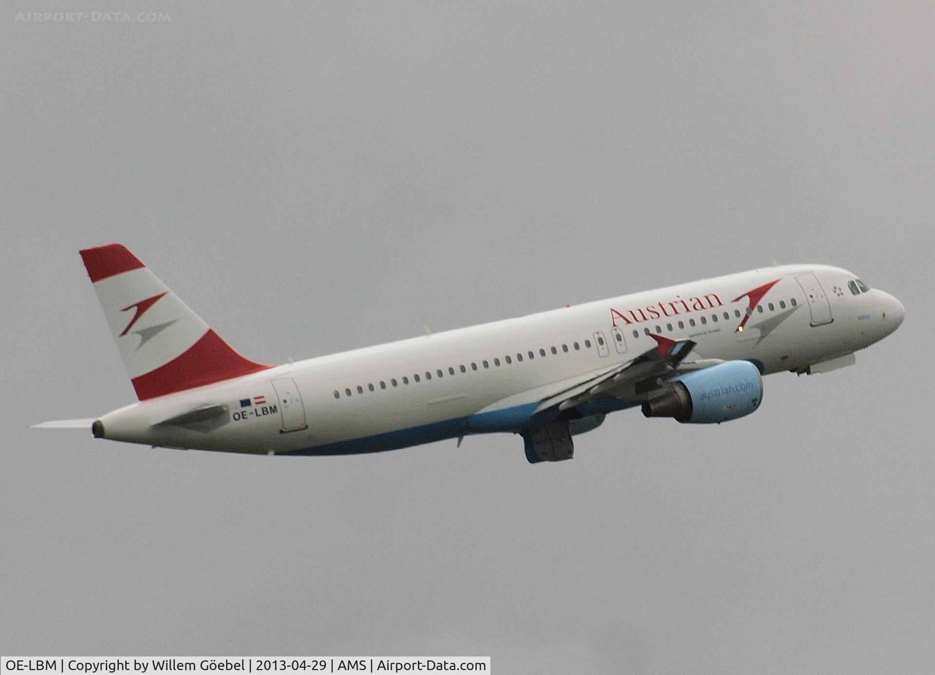 OE-LBM, 2001 Airbus A320-214 C/N 1504, Take off from runway L18 off Schiphol Airport