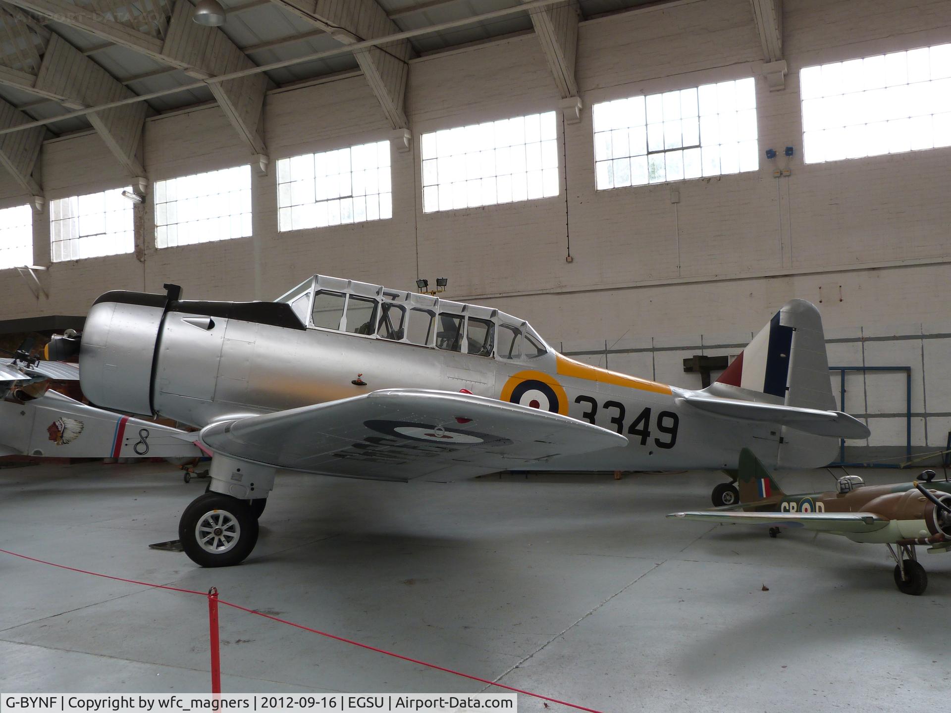 G-BYNF, 1939 North American NA-64 Yale C/N 64-2171, Hangared at Duxford.