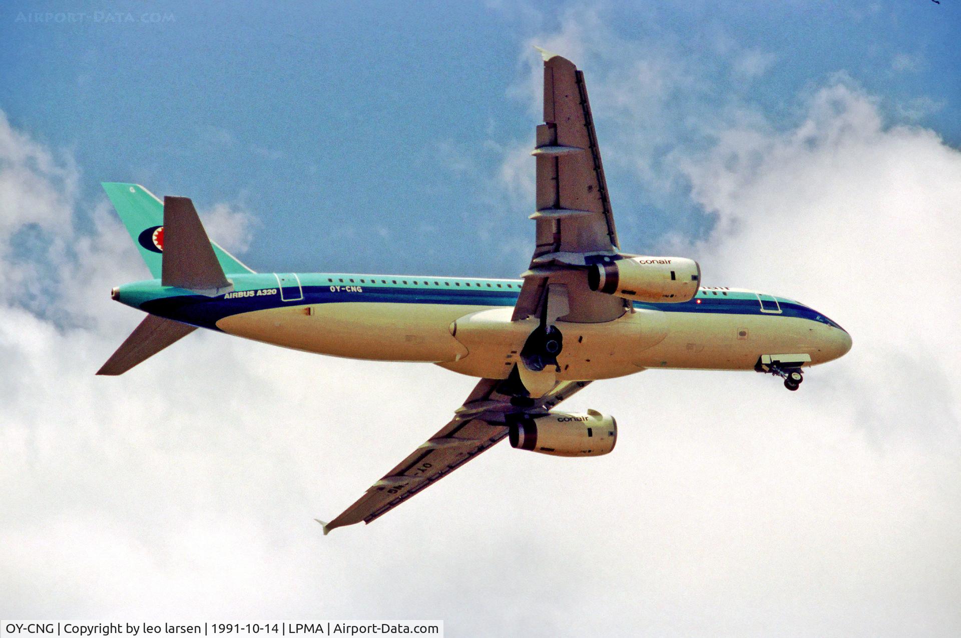 OY-CNG, 1991 Airbus A320-231 C/N 169, FNC  Madeira Airport Funchal 14.10.91