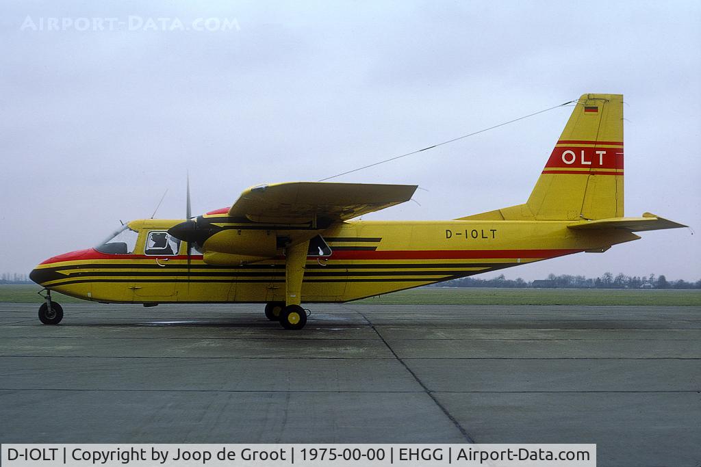 D-IOLT, 1968 Britten-Norman BN-2A Islander C/N 21, Ostfriesische Lufttransport (OLT). Aircraft was w/o 18-5-1983. From the G.Bouma collection. Date of picture unknown.