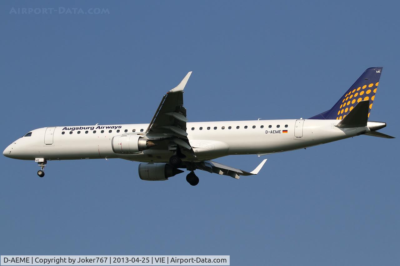 D-AEME, 2009 Embraer 195LR (ERJ-190-200LR) C/N 19000308, Augsburg Airways