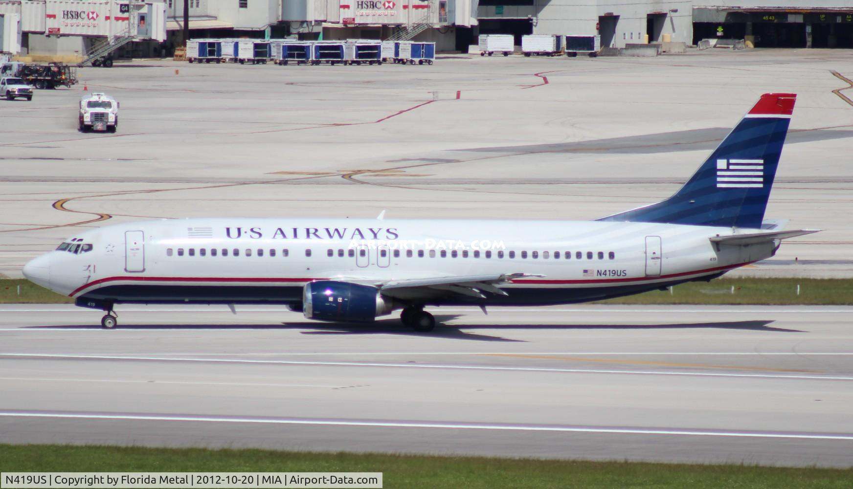 N419US, 1989 Boeing 737-401 C/N 23986, US Airways 737-400