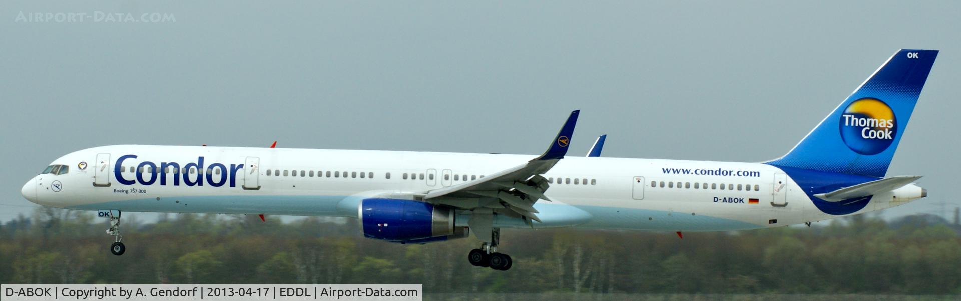 D-ABOK, 2000 Boeing 757-330 C/N 29020, Condor, is landing at Düsseldorf Int´l (EDDL)
