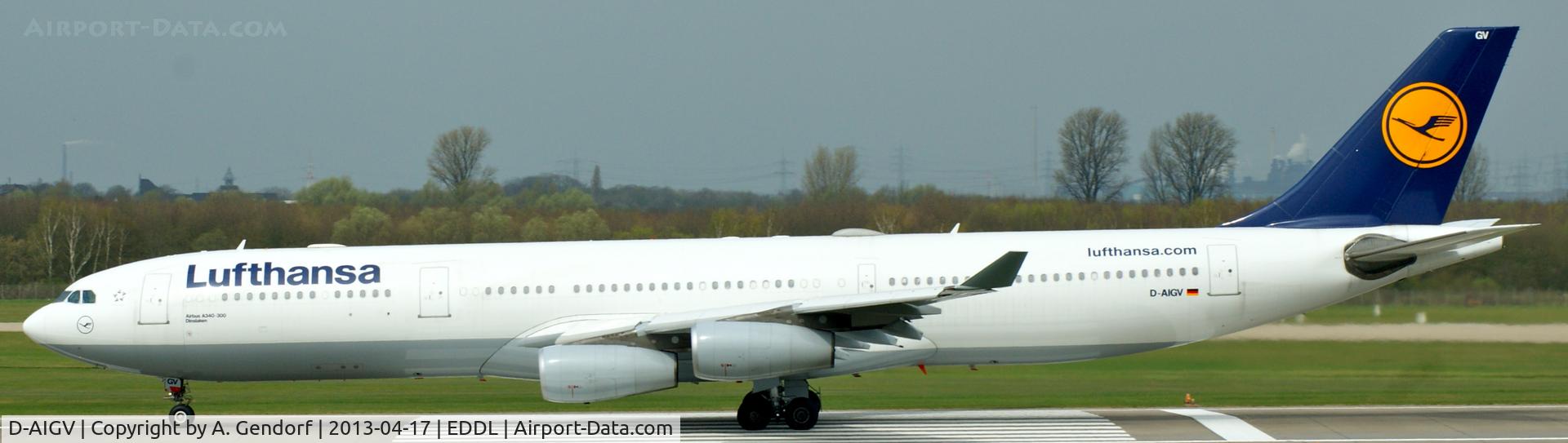 D-AIGV, 2000 Airbus A340-313X C/N 325, Lufthansa, seen on RWY 23L at Düsseldorf Int´l (EDDL)