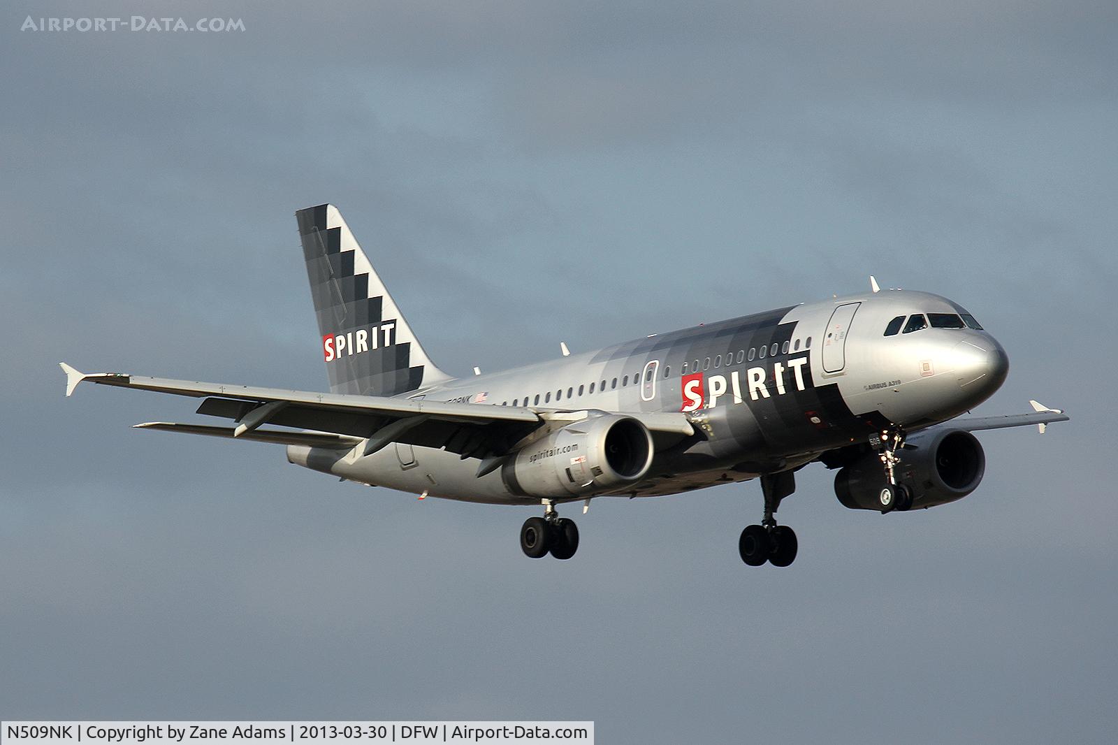 N509NK, 2005 Airbus A319-132 C/N 2603, Landing at DFW Airport