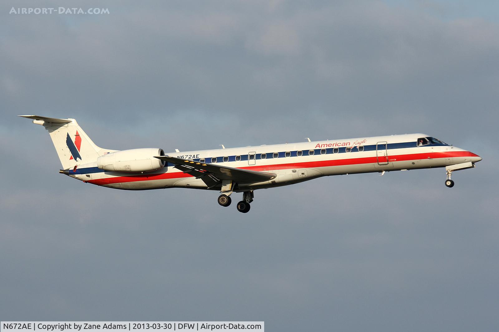 N672AE, 2004 Embraer ERJ-145LR (EMB-145LR) C/N 145794, Landing at DFW Airport