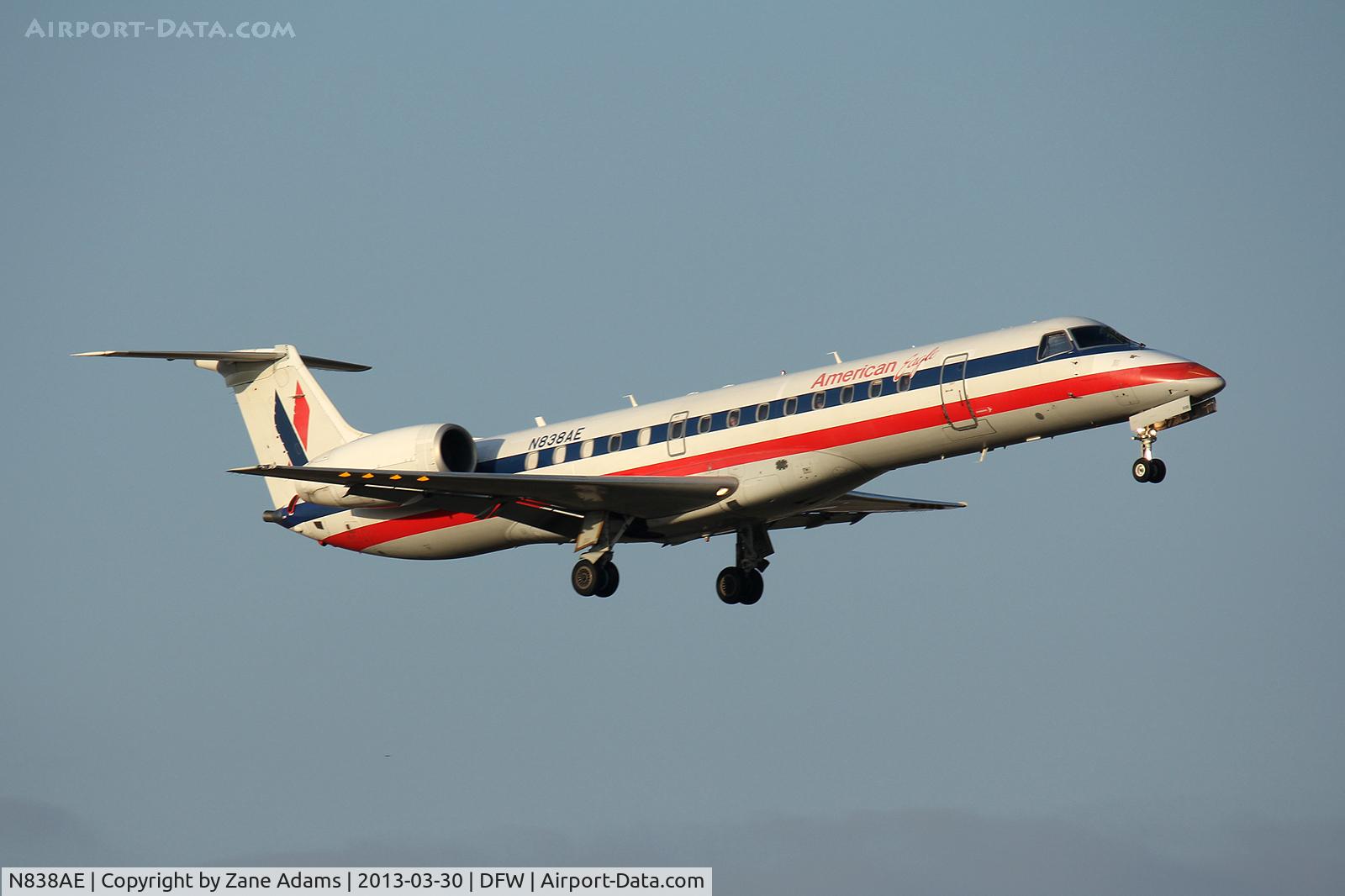 N838AE, 2002 Embraer ERJ-140LR (EMB-135KL) C/N 145651, Landing at DFW Airport