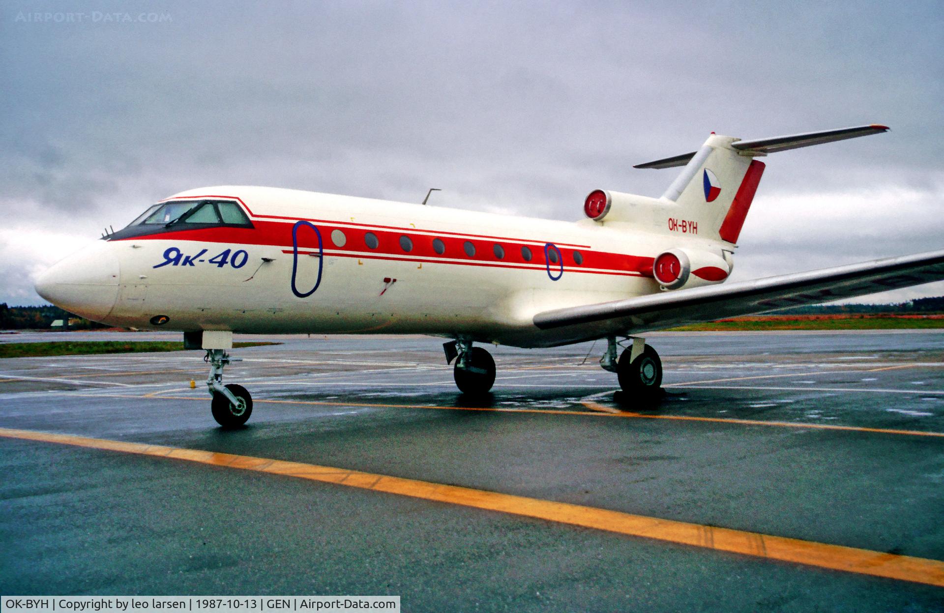 OK-BYH, 1973 Yakovlev Yak-40 C/N 9321128, Gardermoen Norway 13.10.87
